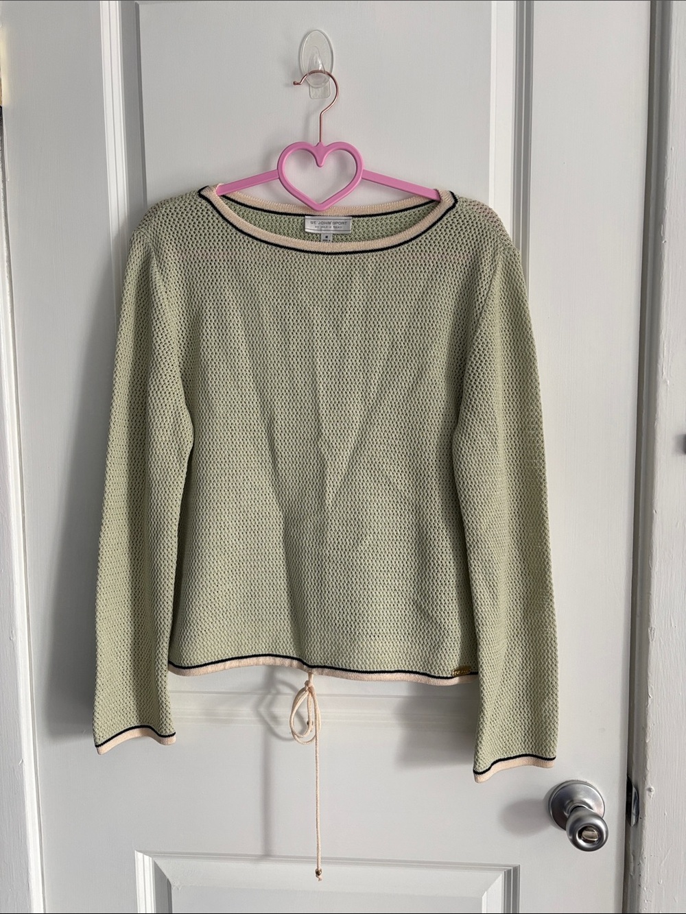 St. John Sport by Marie Gray Sage Crewneck Sweater with Contrast Trim